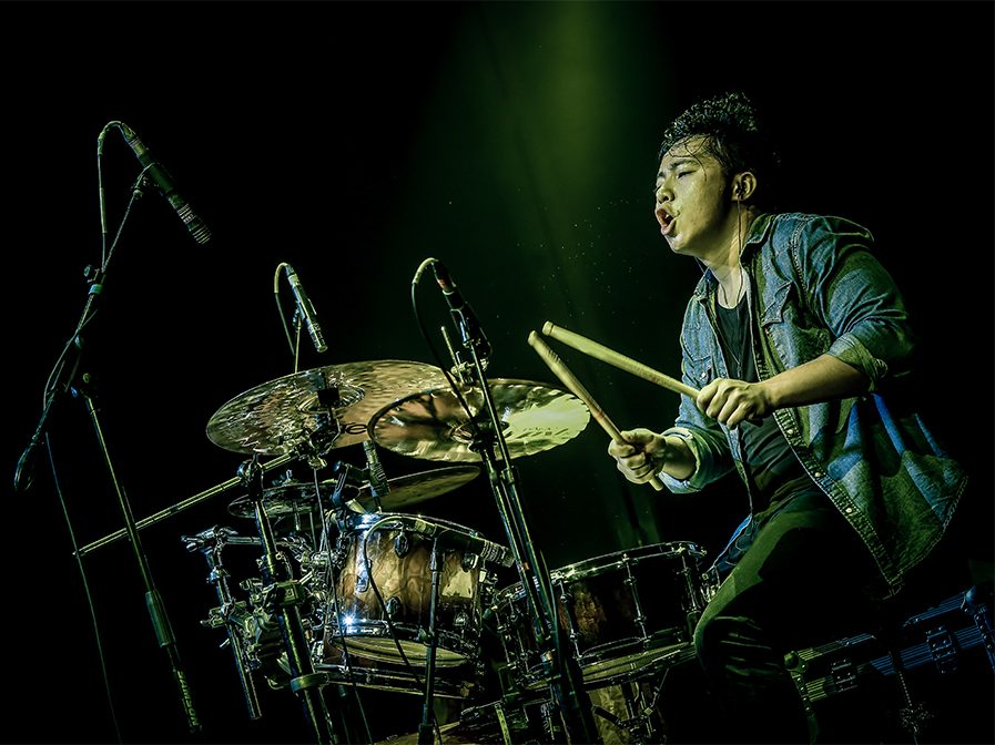 Nishant Hagjer playing drums